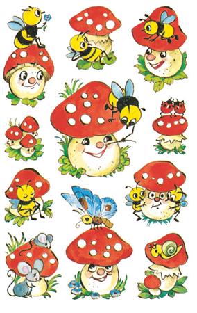 Matrica, papír, 3 ív, 76x120 mm, AVERY ZWECKFORM, "Z-Design No.4304", gombák